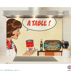 Crédence cuisine fond de hotte A table - Alu composite - L 60 cm x H 45 cm - MaCrédenceDéco