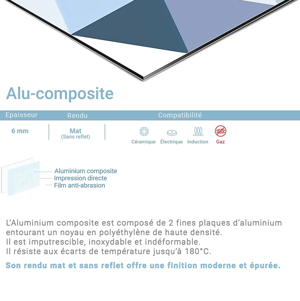 Crédence cuisine fond de hotte A table - Alu composite - L 60 cm x H 45 cm - MaCrédenceDéco