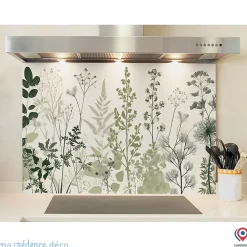 Crédence cuisine fond de hotte Herbe sauvage - Verre trempé - L 90 cm x H 60 cm - MaCrédenceDéco