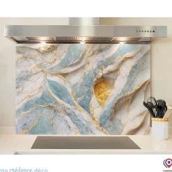 Crédence cuisine fond de hotte Marbre doré 4 - Alu composite - L 60 cm x H 45 cm - MaCrédenceDéco