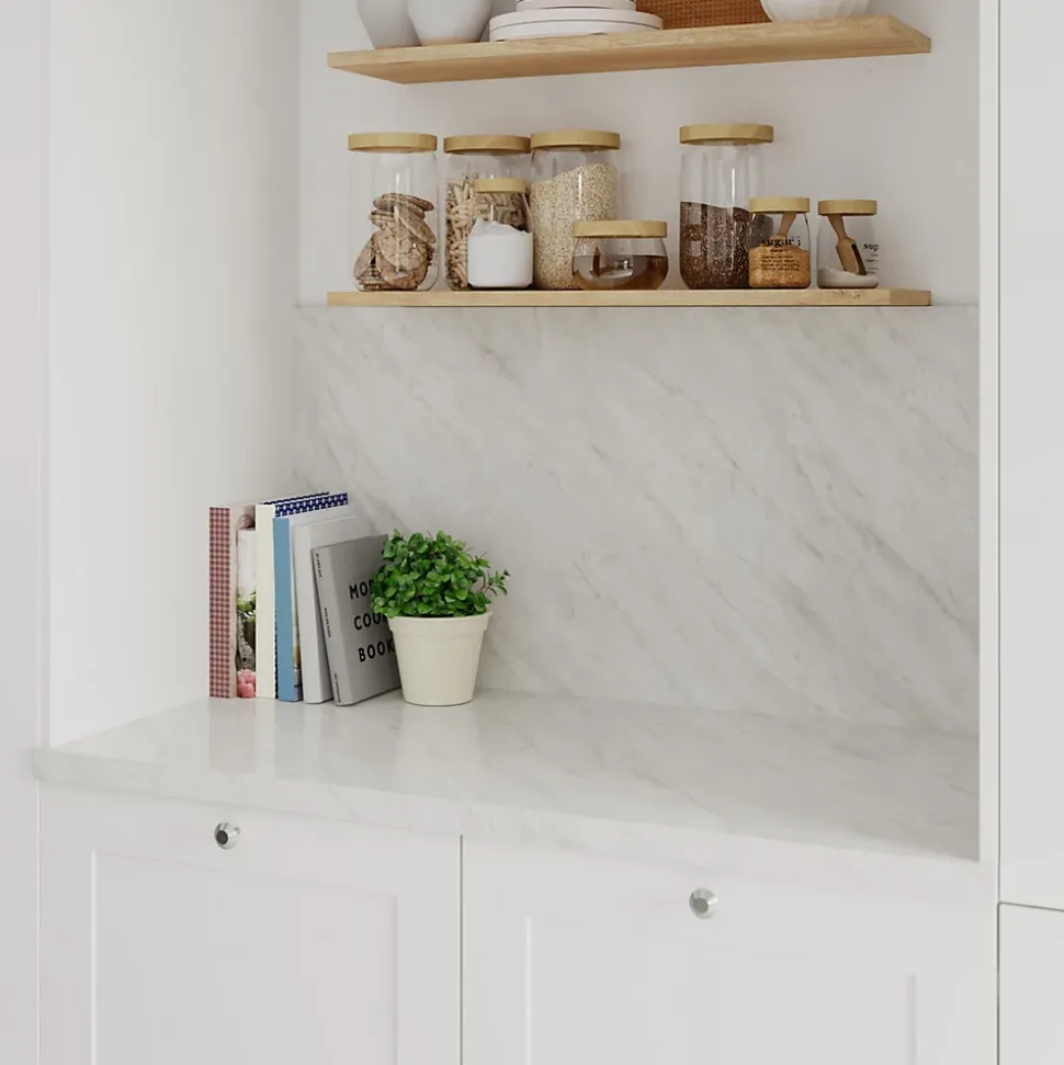 Crédence de cuisine aspect quartz blanc GoodHome Kala l. 300 cm x H. 60 cm x Ep. 8 mm