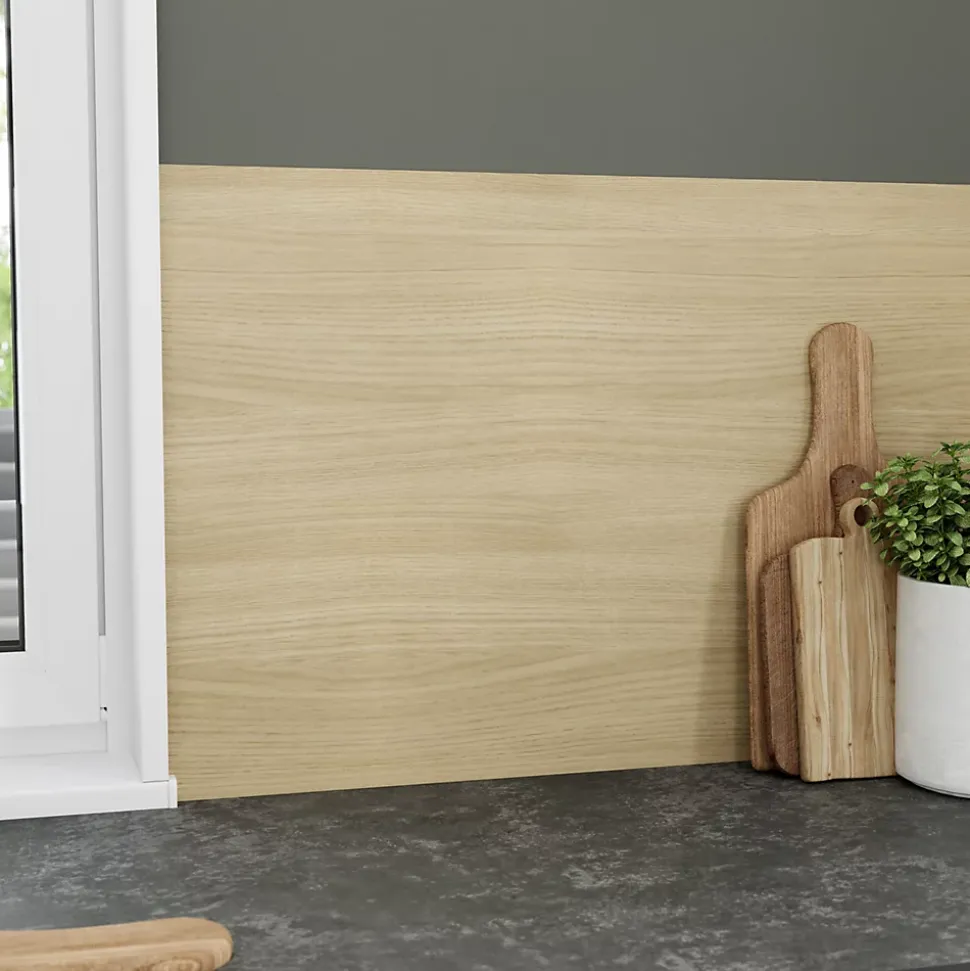 Crédence de cuisine aspect bois clair GoodHome Kala l. 200 cm x H. 60 cm x Ep. 3 mm