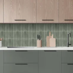 Crédence de cuisine décor Zellige vert l. 200 x H. 60 x Ep. 0,3 cm