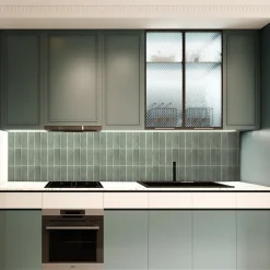 Crédence de cuisine décor Zellige vert l. 200 x H. 60 x Ep. 0,3 cm