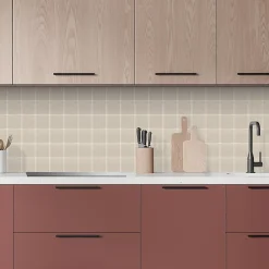 Crédence de cuisine effet carrelage béton beige l. 200 x H. 60 x Ep. 0,3 cm Sauda