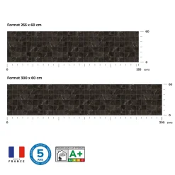 Crédence de cuisine effet marbre noir IDPanneaux L. 300 x H. 60 cm