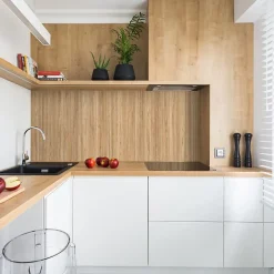 Crédence de cuisine effet bois doré IDPanneaux L. 300 x H. 60 cm