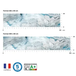 Crédence de cuisine effet marbre bleu lagon IDPanneaux L. 255 x H. 60 cm