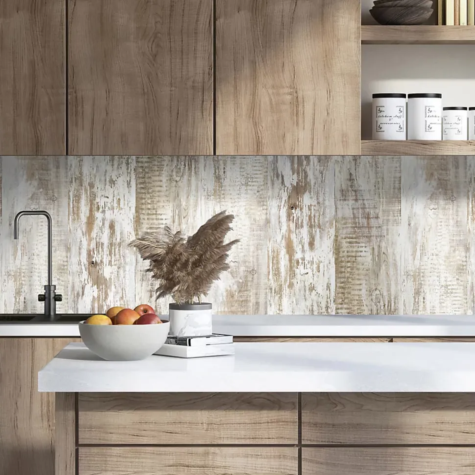 Crédence de cuisine effet bois clair IDPanneaux L. 255 x H. 60 cm