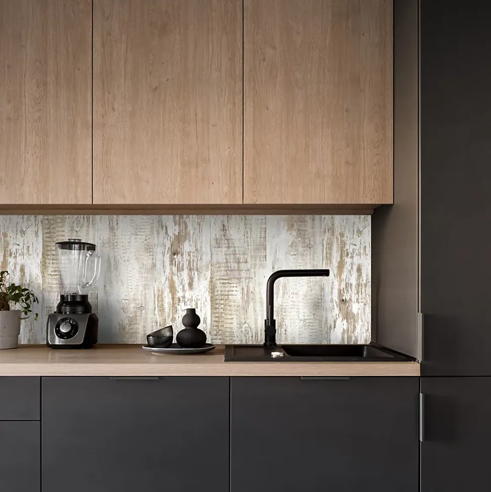 Crédence de cuisine effet bois clair IDPanneaux L. 255 x H. 60 cm