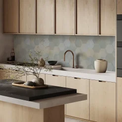 Crédence de cuisine effet travertin vert sauge IDPanneaux L. 255 x H. 60 cm