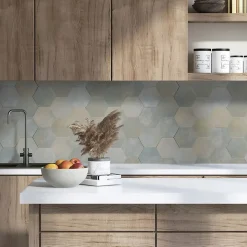 Crédence de cuisine effet travertin vert sauge IDPanneaux L. 255 x H. 60 cm