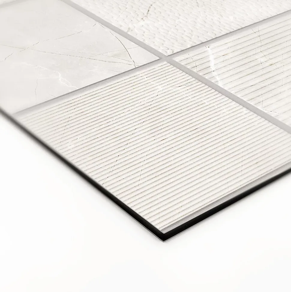 Crédence de cuisine effet marbre blanc carré IDPanneaux L. 255 x H. 60 cm