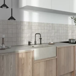 Crédence de cuisine effet marbre blanc carré IDPanneaux L. 255 x H. 60 cm