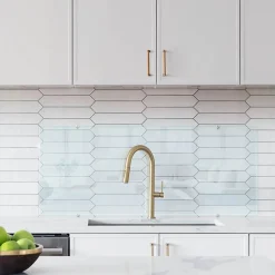 Crédence de cuisine Lacobel Tulup 125x50 cm verre transparent avec fixation par clips