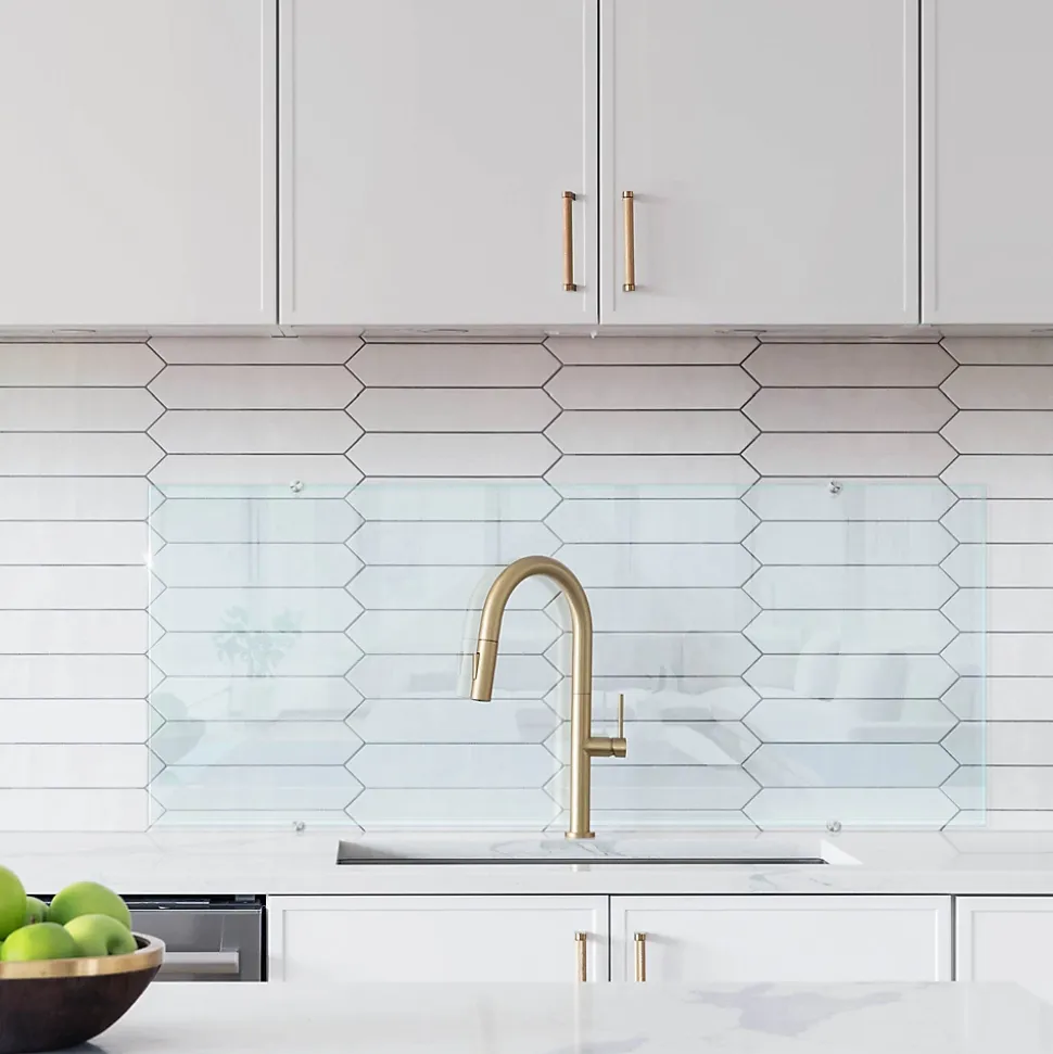 Crédence de cuisine Lacobel Tulup 125x50 cm verre transparent avec fixation par clips