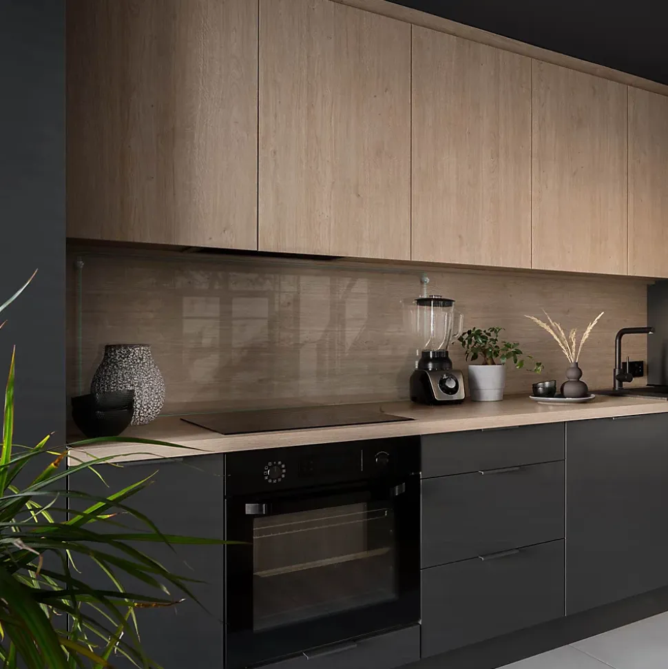 Crédence de cuisine Lacobel Tulup 125x50 cm verre transparent avec fixation par clips