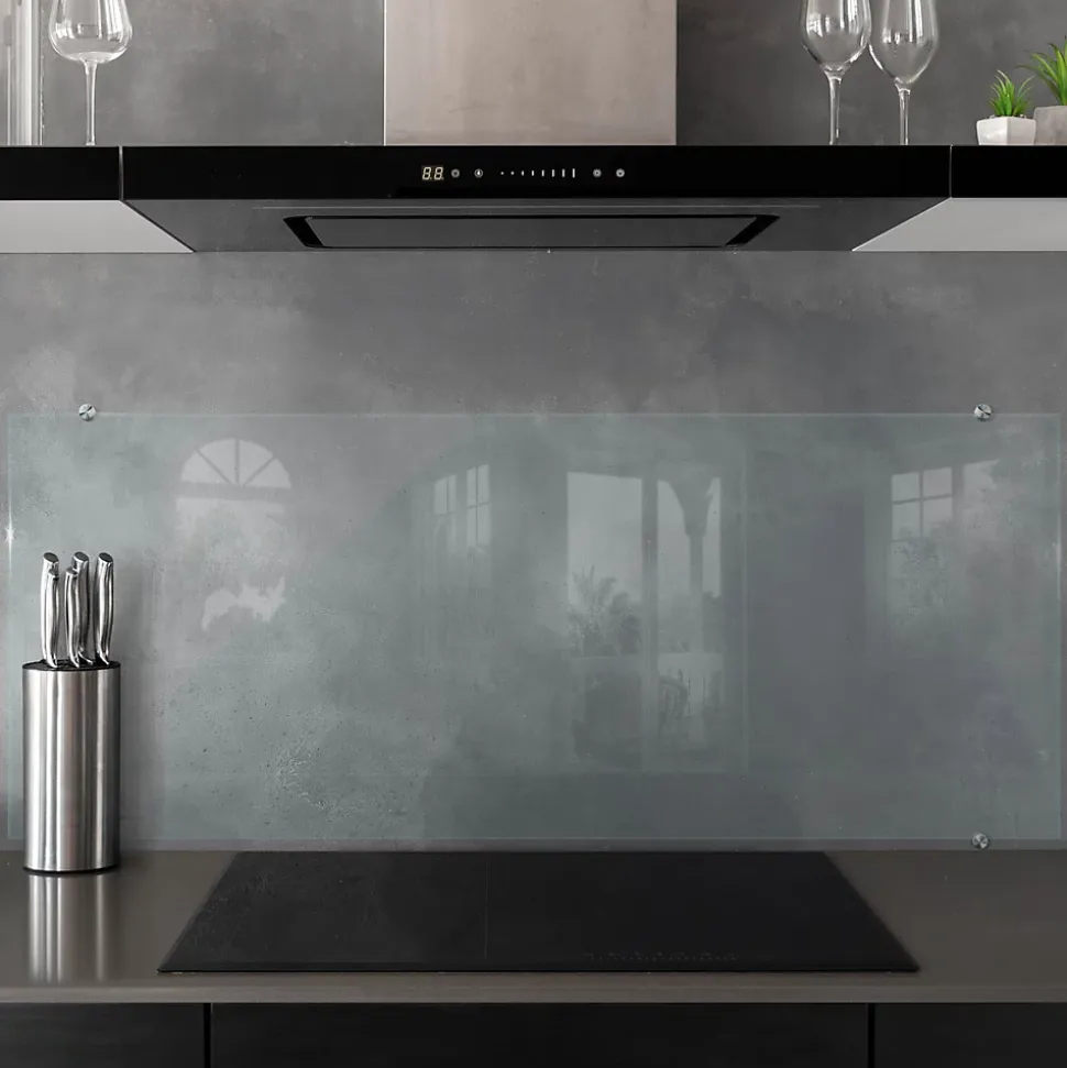 Crédence de cuisine Lacobel Tulup 125x50 cm verre transparent avec fixation par clips