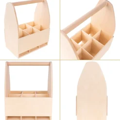 Creative Deco Porte-Bière en Bois pour 6 Bouteilles - Coffret 24x16x30 cm - Panier Cadeau Homme - Range-Bouteilles Pratique