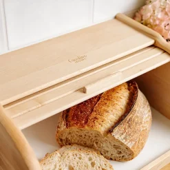 Creative Home Boîte à Pain Naturel - 38 x 28,5 x 17,5 cm (+/- 1 cm) - Boite a Pain Bois - Huche Pain - Corbeille a Pain