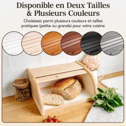 Creative Home Boîte à Pain Naturel - 38 x 28,5 x 17,5 cm (+/- 1 cm) - Boite a Pain Bois - Huche Pain - Corbeille a Pain