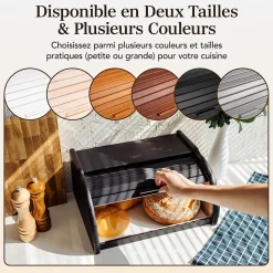 Creative Home Boîte à Pain Noir - 38 x 28,5 x 17,5 cm (+/- 1 cm) - Boite a Pain Bois - Huche à Pain - Boite en Bois