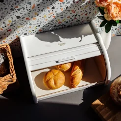 Creative Home Boîte à Pain Blanc - 38 x 28,5 x 17,5 cm (+/- 1 cm) - Boite a Pain Bois - Huche à Pain - Boite en Bois