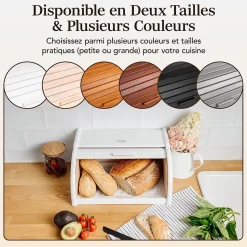 Creative Home Boîte à Pain Blanc - 38 x 28,5 x 17,5 cm (+/- 1 cm) - Boite a Pain Bois - Huche à Pain - Boite en Bois