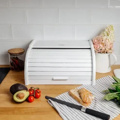 Creative Home Boîte à Pain Blanc - 38 x 28,5 x 17,5 cm (+/- 1 cm) - Boite a Pain Bois - Huche à Pain - Boite en Bois