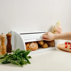 Creative Home Boîte à Pain Blanc - 38 x 28,5 x 17,5 cm (+/- 1 cm) - Boite a Pain Bois - Huche à Pain - Boite en Bois