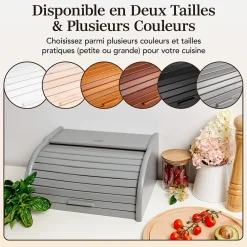 Creative Home Boîte à Pain Gris - 38 x 28,5 x 17,5 cm (+/- 1 cm) - Boite a Pain Bois - Huche à Pain - Boite en Bois