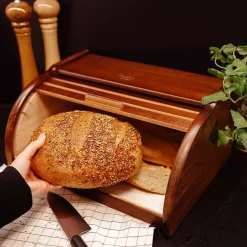 Creative Home Boîte à Pain Brun - 38 x 28,5 x 17,5 cm (+/- 1 cm) - Boite a Pain Bois - Huche à Pain - Boite en Bois