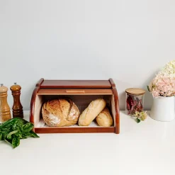 Creative Home Boîte à Pain Brun - 38 x 28,5 x 17,5 cm (+/- 1 cm) - Boite a Pain Bois - Huche à Pain - Boite en Bois