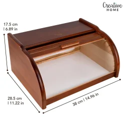 Creative Home Boîte à Pain Brun - 38 x 28,5 x 17,5 cm (+/- 1 cm) - Boite a Pain Bois - Huche à Pain - Boite en Bois