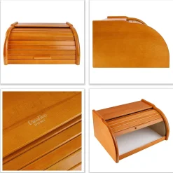 Creative Home Boîte à Pain Aulne - 38 x 28,5 x 17,5 cm (+/- 1 cm) - Boite a Pain Bois - Huche à Pain - Boite en Bois