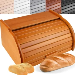 Creative Home Boîte à Pain Aulne - 38 x 28,5 x 17,5 cm (+/- 1 cm) - Boite a Pain Bois - Huche à Pain - Boite en Bois