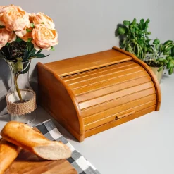 Creative Home Boîte à Pain Aulne - 38 x 28,5 x 17,5 cm (+/- 1 cm) - Boite a Pain Bois - Huche à Pain - Boite en Bois