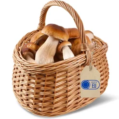 Creative Home Grand Panier Osier Avec Anse 43 x 33 x 40 cm - Panier Champignons Léger Naturel