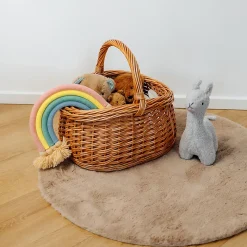 Creative Home Grand Panier Osier Avec Anse 43 x 33 x 40 cm - Panier Champignons Léger Naturel