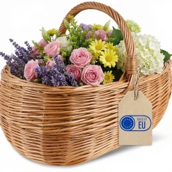 Creative Home Grand Panier Osier Avec Anse 47 x 31 x 36 cm - Marron Naturel - Léger Tressé À La Main