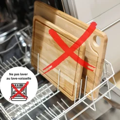 Creative Home Grande Planche a Decouper Bois - 42 x 24,5 x 1,5 cm - avec Rainure pour le Jus - Bois de Hêtre Naturel - Double Face