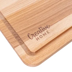 Creative Home Grande Planche a Decouper Bois - 42 x 24,5 x 1,5 cm - avec Rainure pour le Jus - Bois de Hêtre Naturel - Double Face