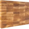 Creative Home Grande Planche a Decouper Bois 32 x 24 x 4 cm - Grand Bloc de Bouchers Professionnels - Chêne Naturel - Double Face