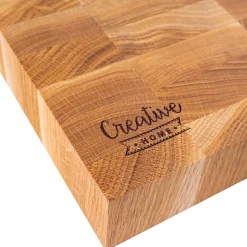 Creative Home Grande Planche a Decouper Bois 32 x 24 x 4 cm - Grand Bloc de Bouchers Professionnels - Chêne Naturel - Double Face
