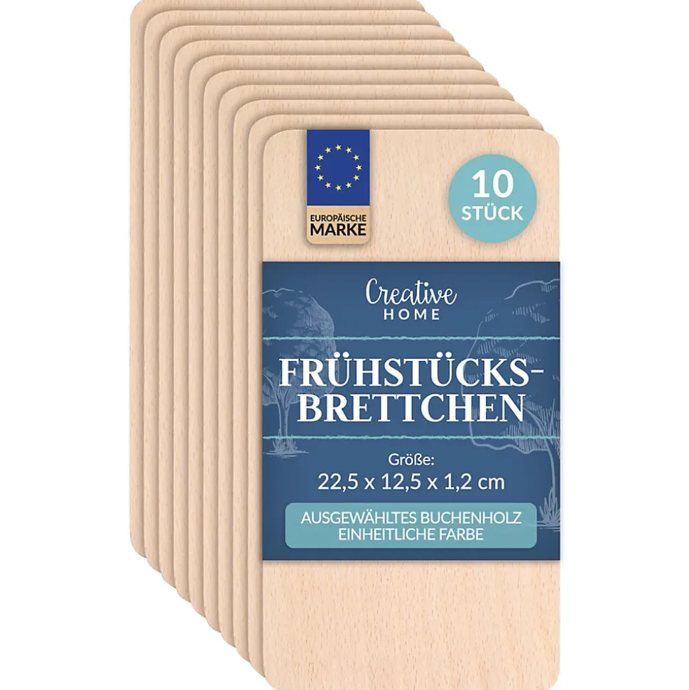 Creative Home Lot 10 Planches À Découper Bois 22,5 x 12,5 x 1,2 cm - Cuisine