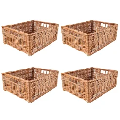 Creative Home Lot de 3 Panier De Rangement En Osier 40 x 30 x 16 cm - Petit Panier Tressé Pour Salle De Bain Cuisine Maison