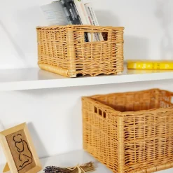 Creative Home Lot de 4 Panier De Rangement En Osier 30 x 20 x 16 cm - Petit Panier Tressé Pour Salle De Bain Cuisine Maison