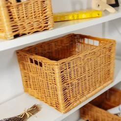 Creative Home Lot de 3 Panier De Rangement En Osier 40 x 30 x 24 cm - Petit Panier Tressé Pour Salle De Bain Cuisine Maison