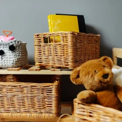 Creative Home Panier De Rangement En Osier 30 x 20 x 16 cm - Petit Panier Tressé Rectangulaire Pour Salle De Bain Cuisine Maison