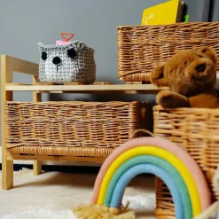 Creative Home Panier De Rangement En Osier 40 x 30 x 16 cm - Petit Panier Tressé Rectangulaire Pour Salle De Bain Cuisine Maison